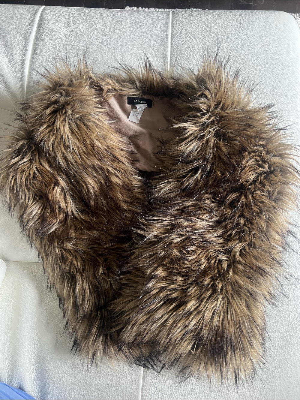 Babaton Faux Fur Scarf Wrap in Brown Tones